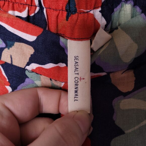 Seasalt Cornwall Linen Pants Size 6 Floral Peaceful Haven Culottes Wide Leg - Picture 4 of 13